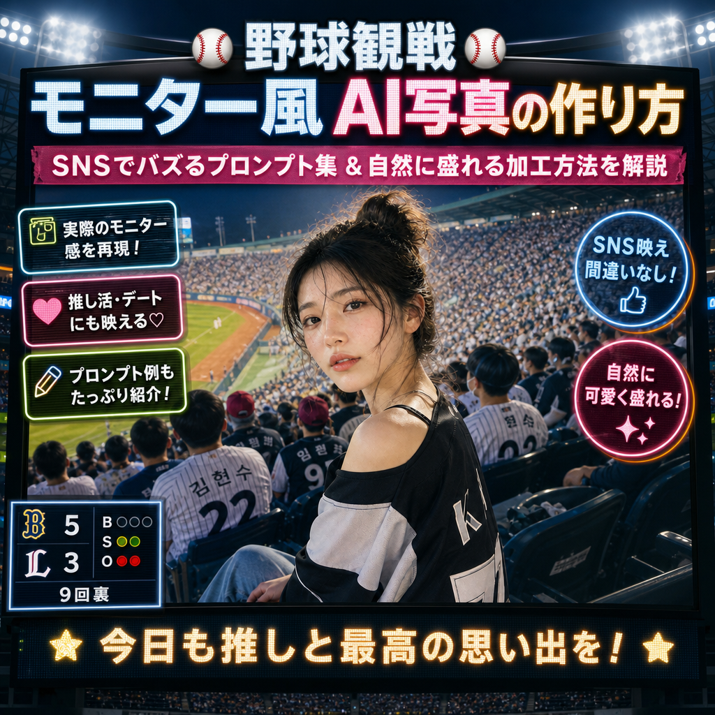 野球観戦モニター風AI写真