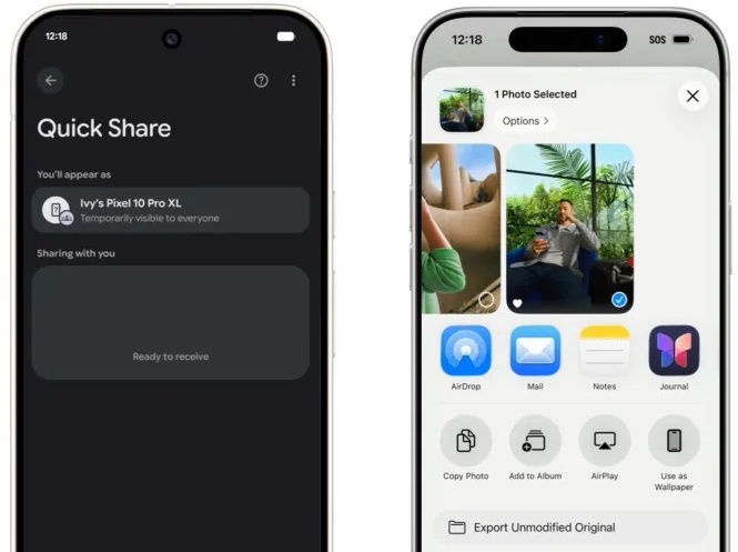 iPhone・Android間で「AirDrop」可能に