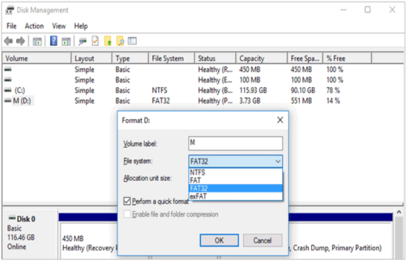 破損したSDカードをFAT32に変更