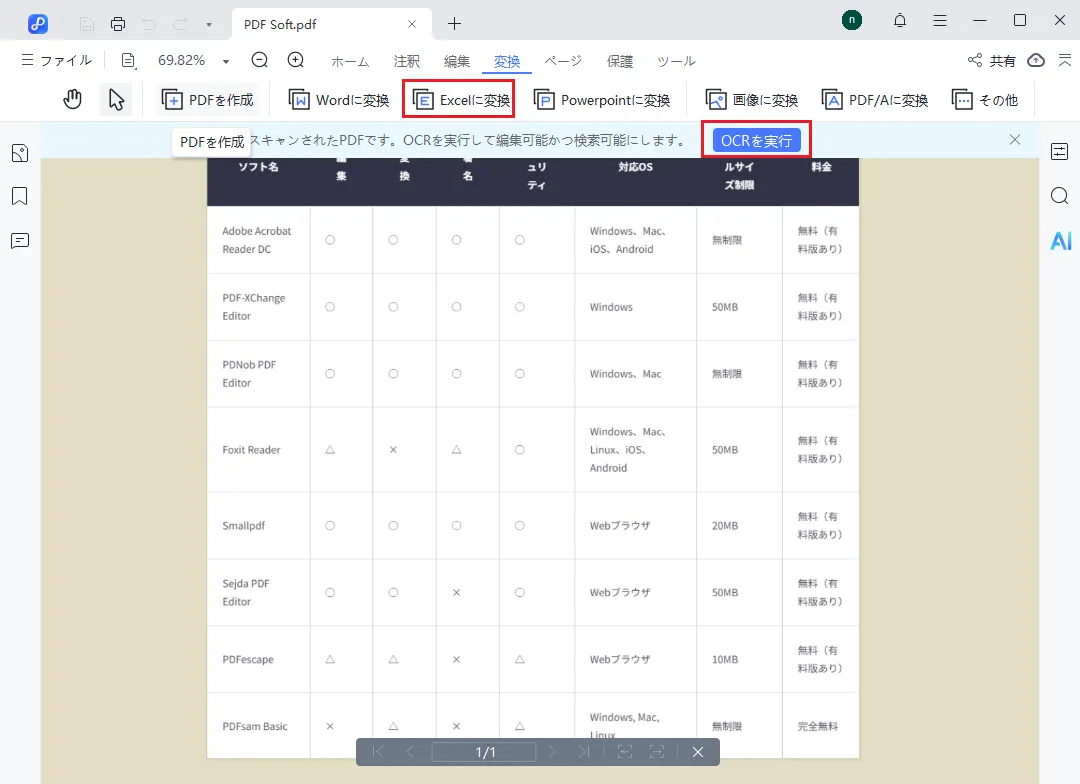 無料ソフトTenorshare PDNobでPDFの表をExcelに変換