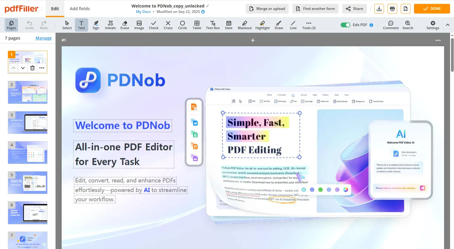 pdfFillerでPDFを編集