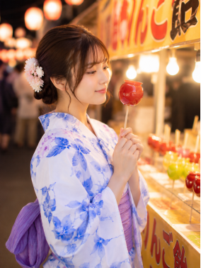 屋台の明かりを使用した写真