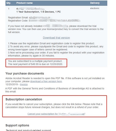 cancel subscription cleverbridge