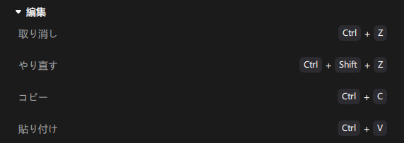 ショートカットキー 編集