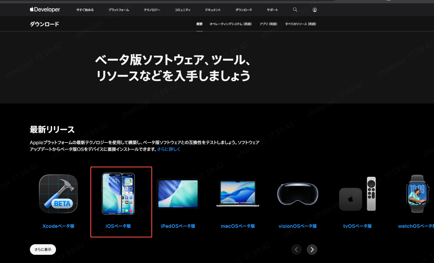 Apple DeveloperからiOS 27ベータ版IPSWをダウンロード
