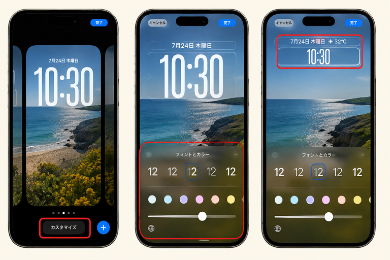 iOS 27のロック画面の時計表示