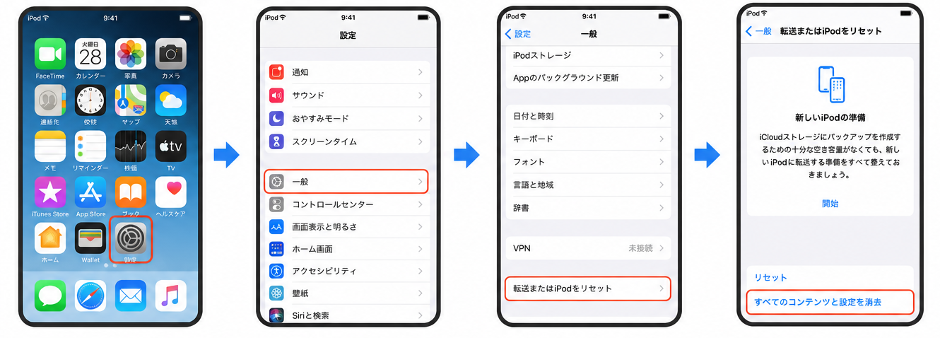 iPod touch初期化】パスコードを忘れても大丈夫！強制初期化の方法と