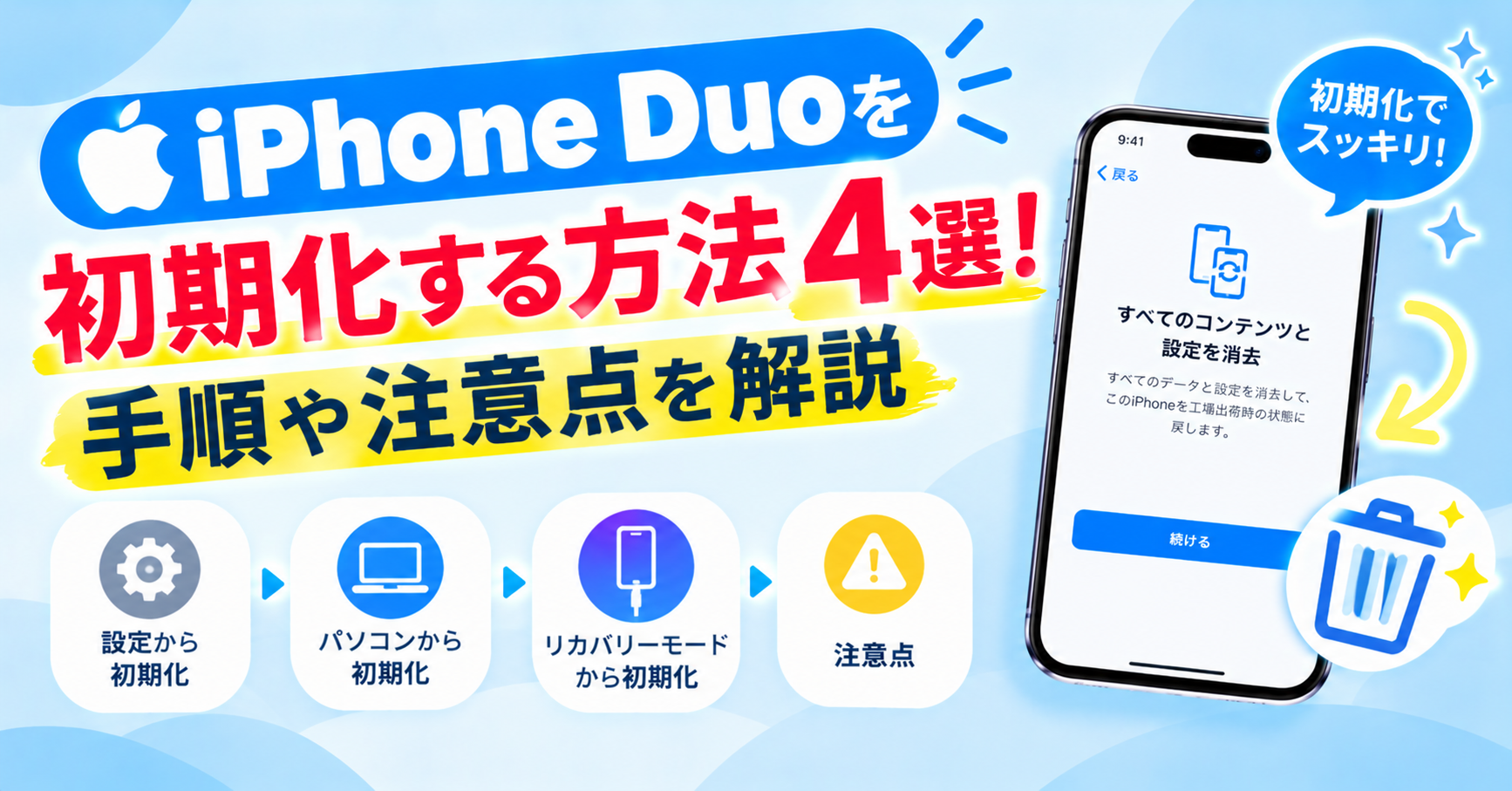 iphone duo 初期 化 方法