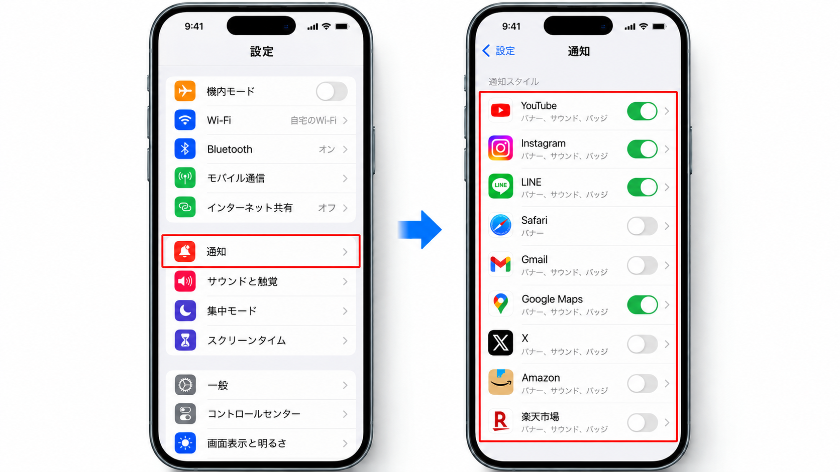 不要な通知を減らす
