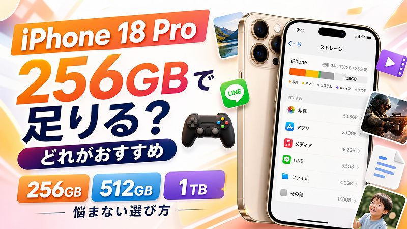 iPhone 18 Pro・18 Pro Maxは256GBで足りる？ 