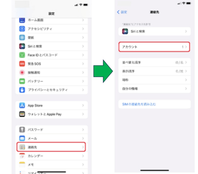 Googleアカウントの連絡先同期設定を確認する
