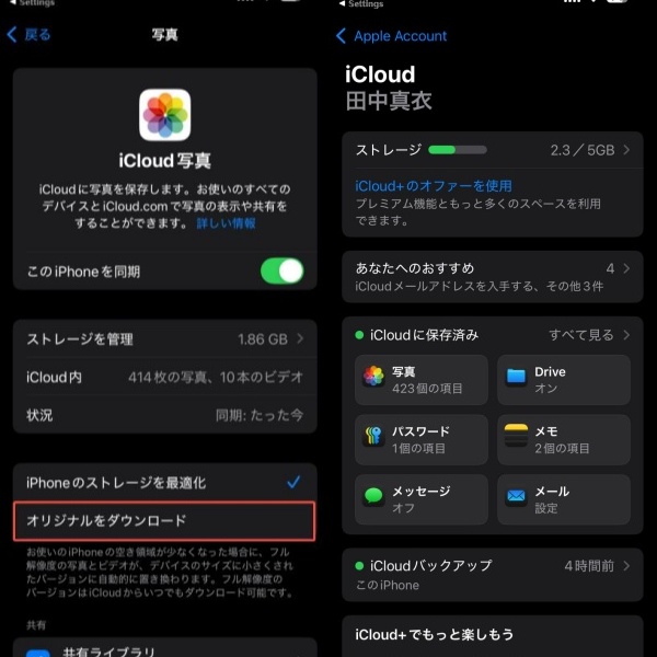 「オリジナルをダウンロード」