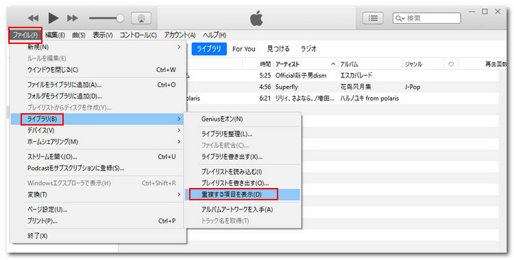 重複したiTunes曲を確認する