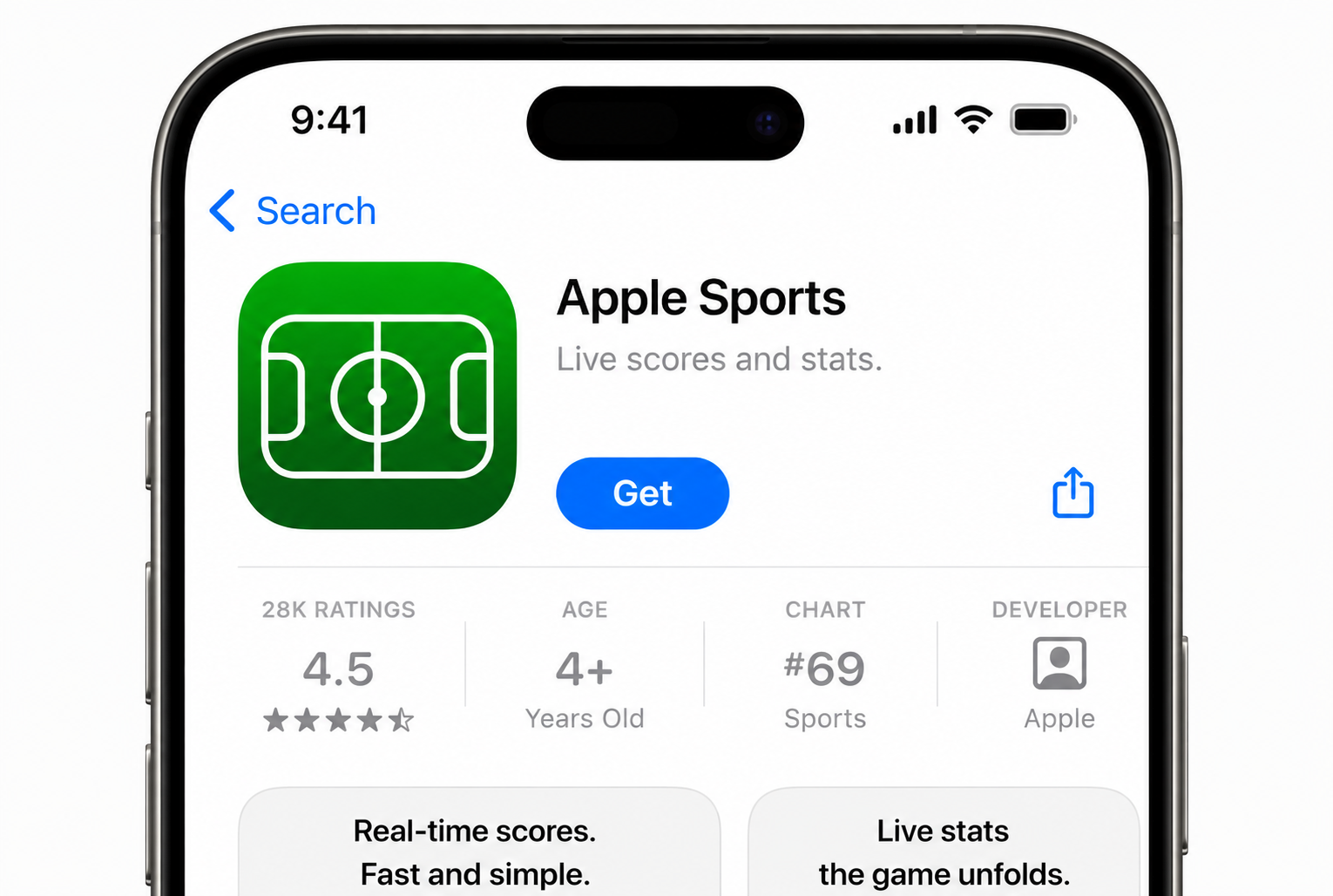 Apple Sports App Store画面