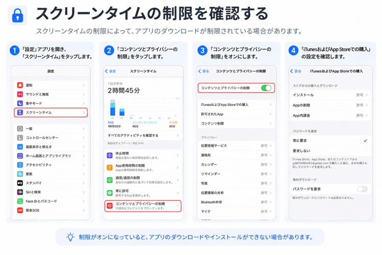 スクリーンタイムの制限を確認