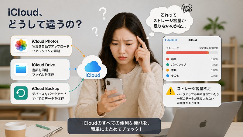 iCloud 同期 バックアップ 違い