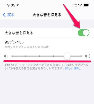 大きな音を抑える オフにする