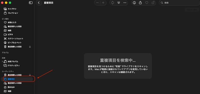 写真アプリの「重複項目」機能