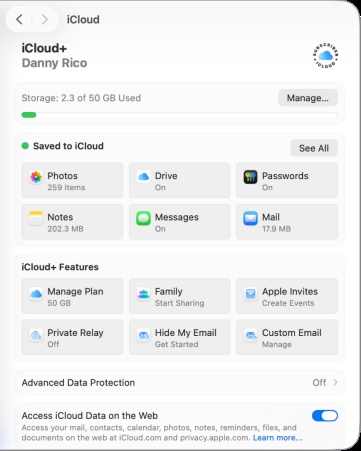 写真アプリの設定画面で「icloud」タブを選択