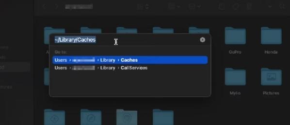 Caches 폴더 열기