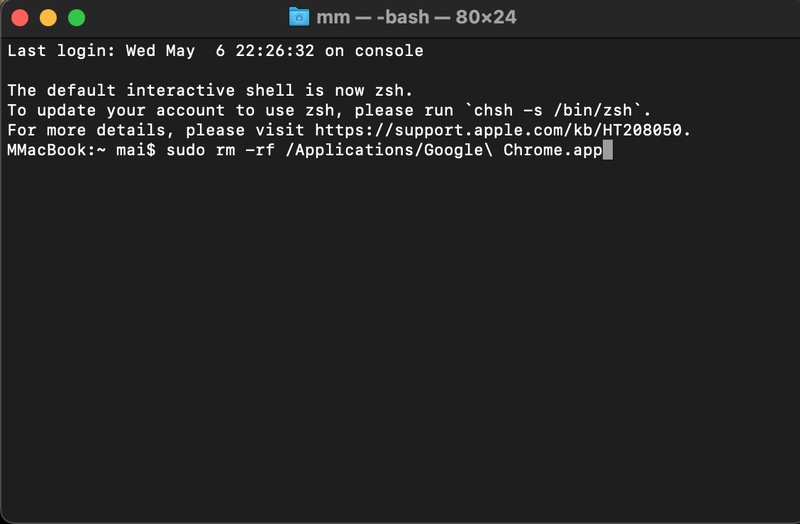 Steps to Uninstall Chrome Via Terminal
