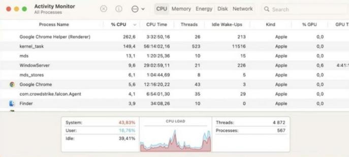 CPU 사용률 확인