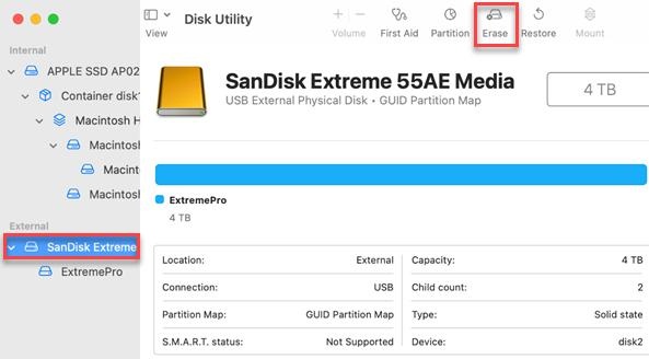 ドライブを消去