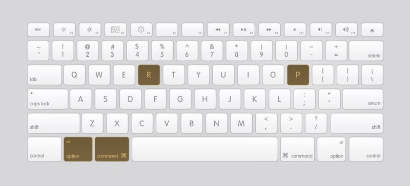 電源を入れた直後に「option＋command＋p＋r」を同時に押す