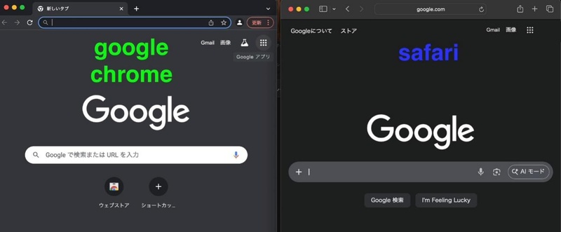 別ブラウザ（chromeなど）で動作を比較する