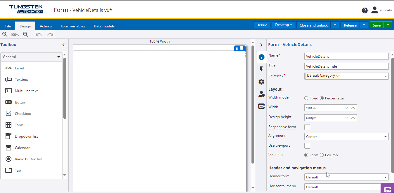 Tungsten Automationでフォームを作成