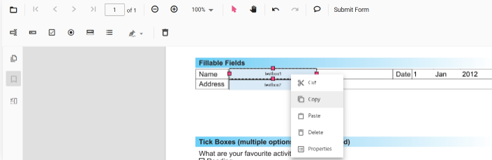 テキストボックスを右クリックし「コピー」を選択
