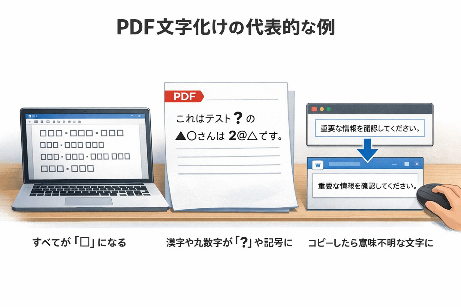 PDF文字化けの代表的な表示例