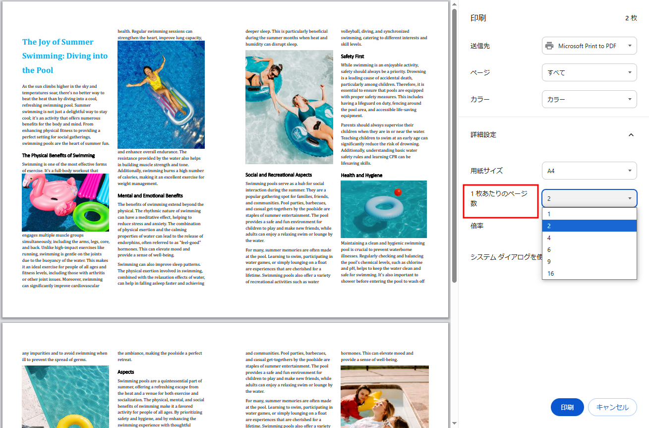 Google ChromeでPDF2ページを1ページにまとめる