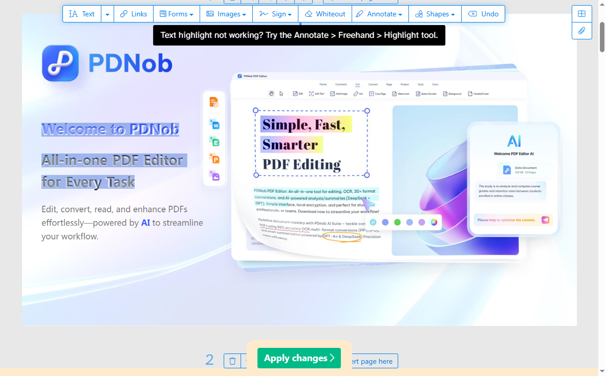 Sejda PDF Editor 機能