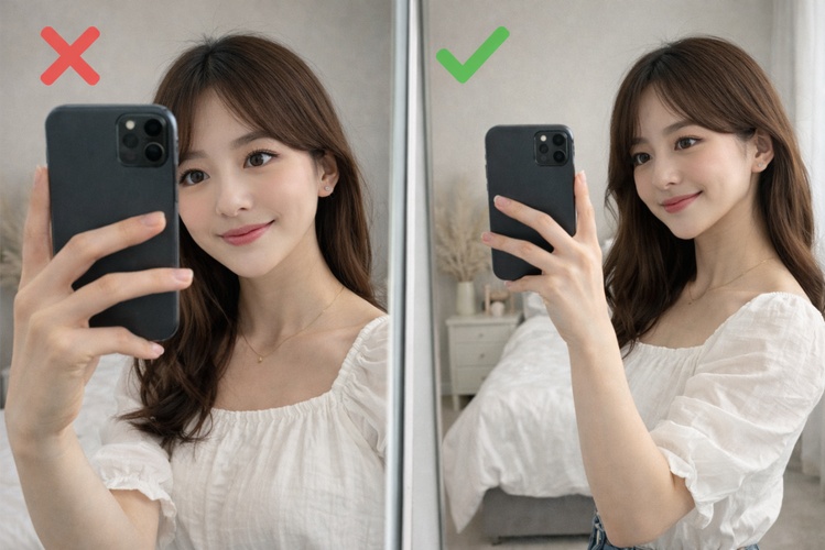 鏡 自 撮り コツ