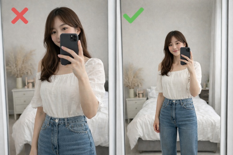 鏡 自 撮り コツ