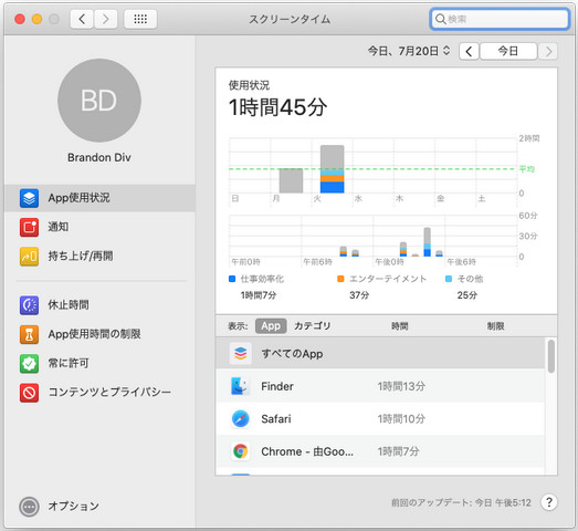 スクリーンタイム 使用時間 消す Mac