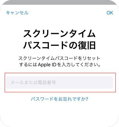  Apple IDアカウントとそのパスコードを入力する